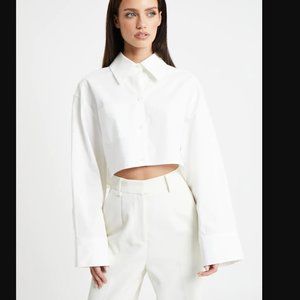 Because of Alice (BOA) - White Cropped Formal Shirt - XS - NWT